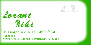 lorant niki business card